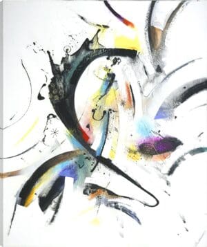 abstract picture with yellow, black, blue and violet colors